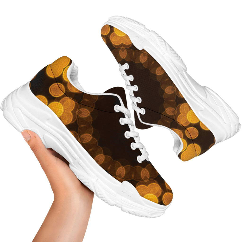 Yellow Spot Kaleidoscope Print White Chunky Shoes
