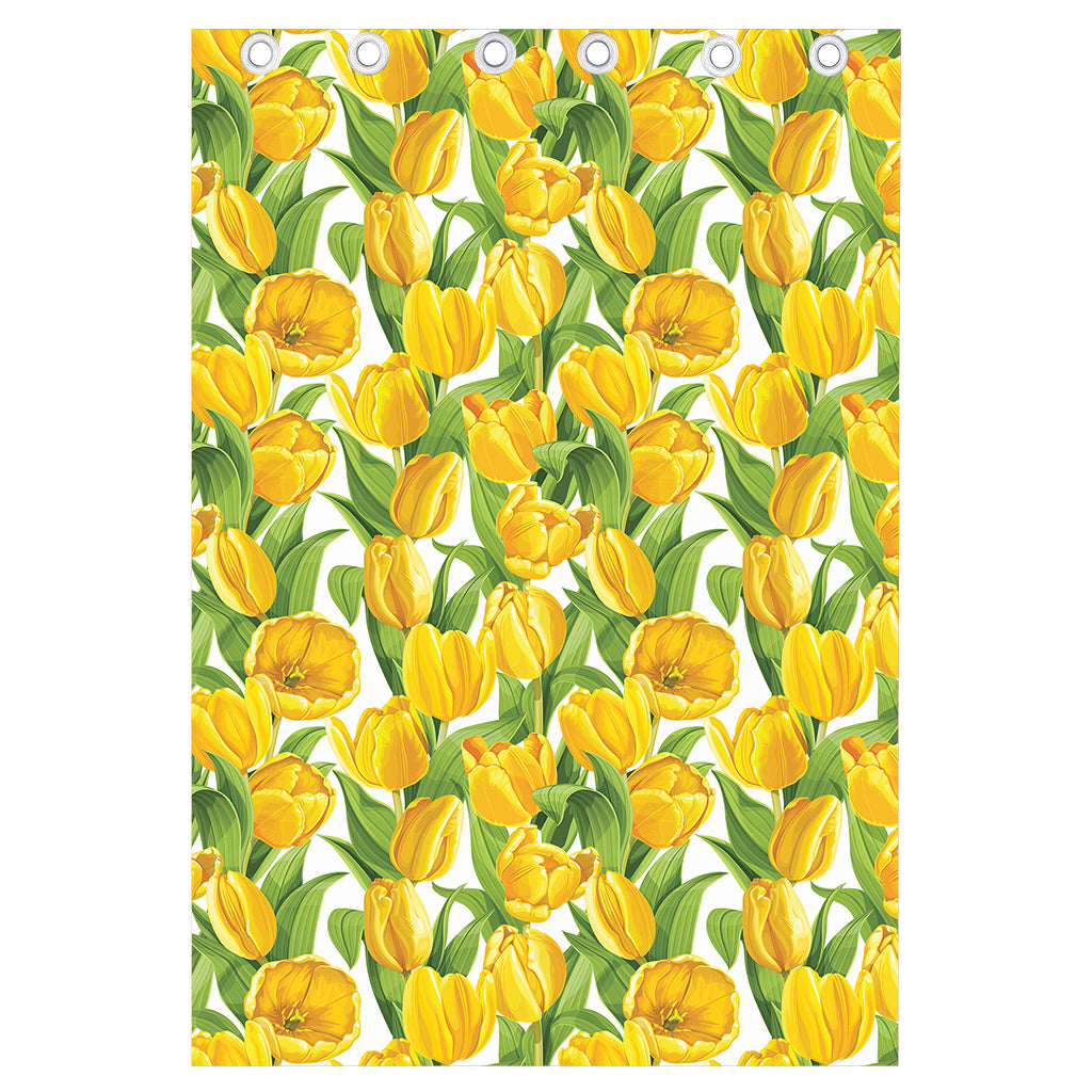 Yellow Spring Tulip Pattern Print Curtain