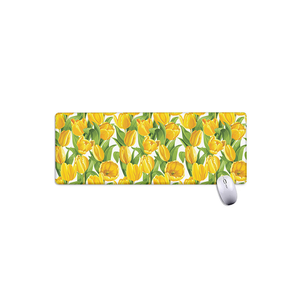 Yellow Spring Tulip Pattern Print Extended Mouse Pad