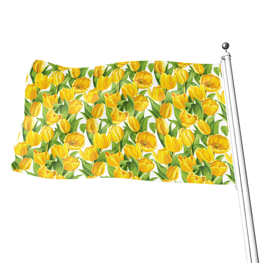 Yellow Spring Tulip Pattern Print Flag