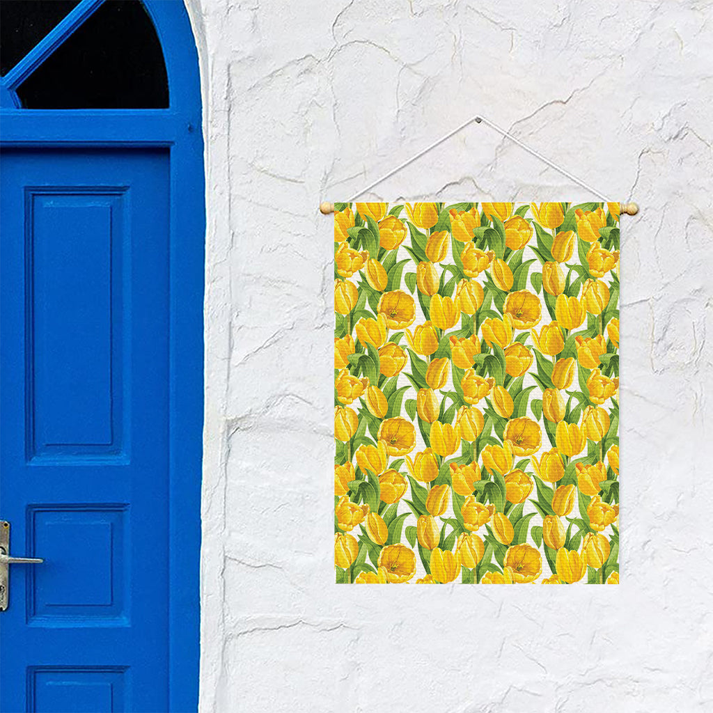 Yellow Spring Tulip Pattern Print Garden Flag