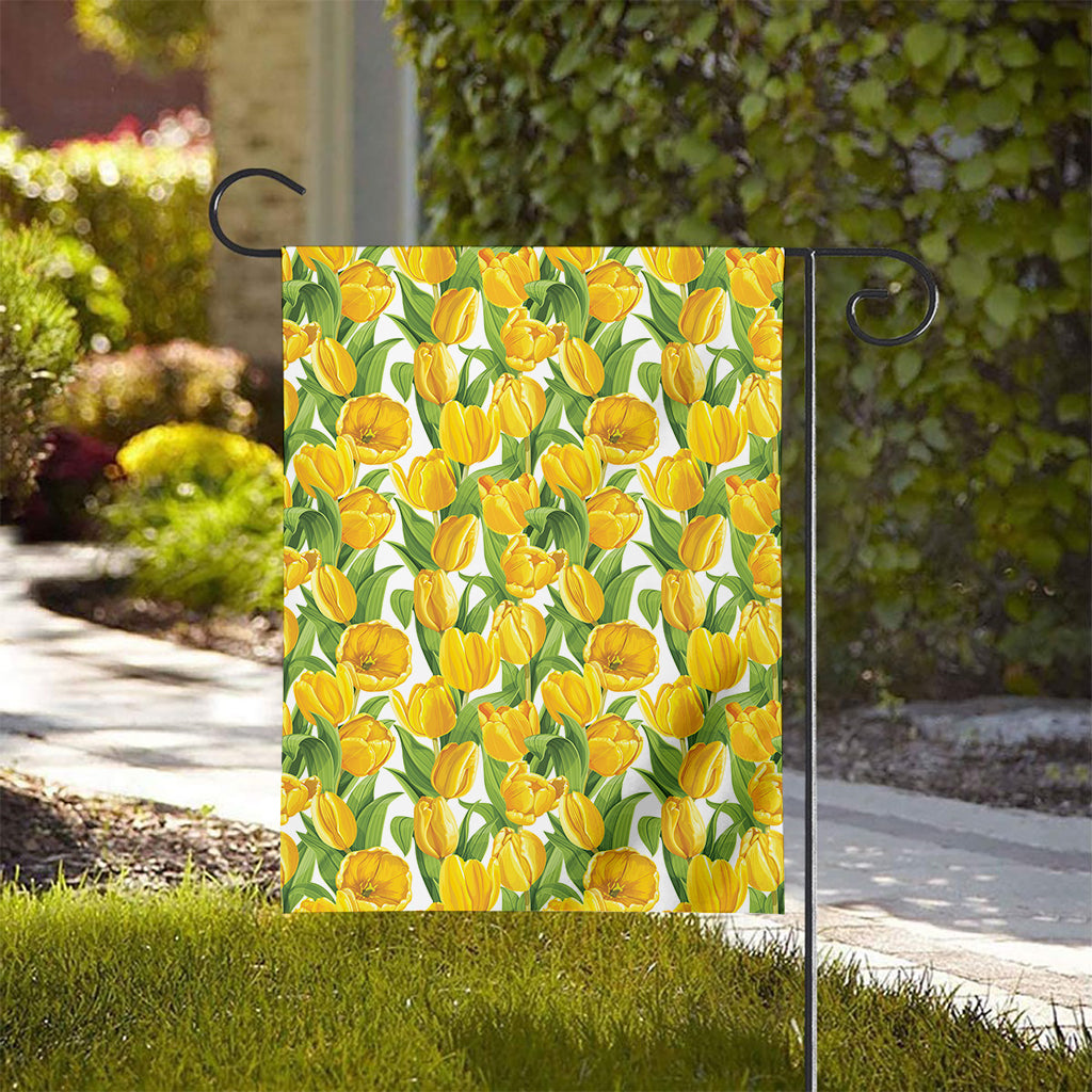 Yellow Spring Tulip Pattern Print House Flag