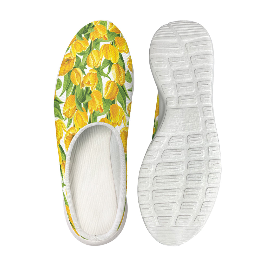 Yellow Spring Tulip Pattern Print Mesh Casual Shoes