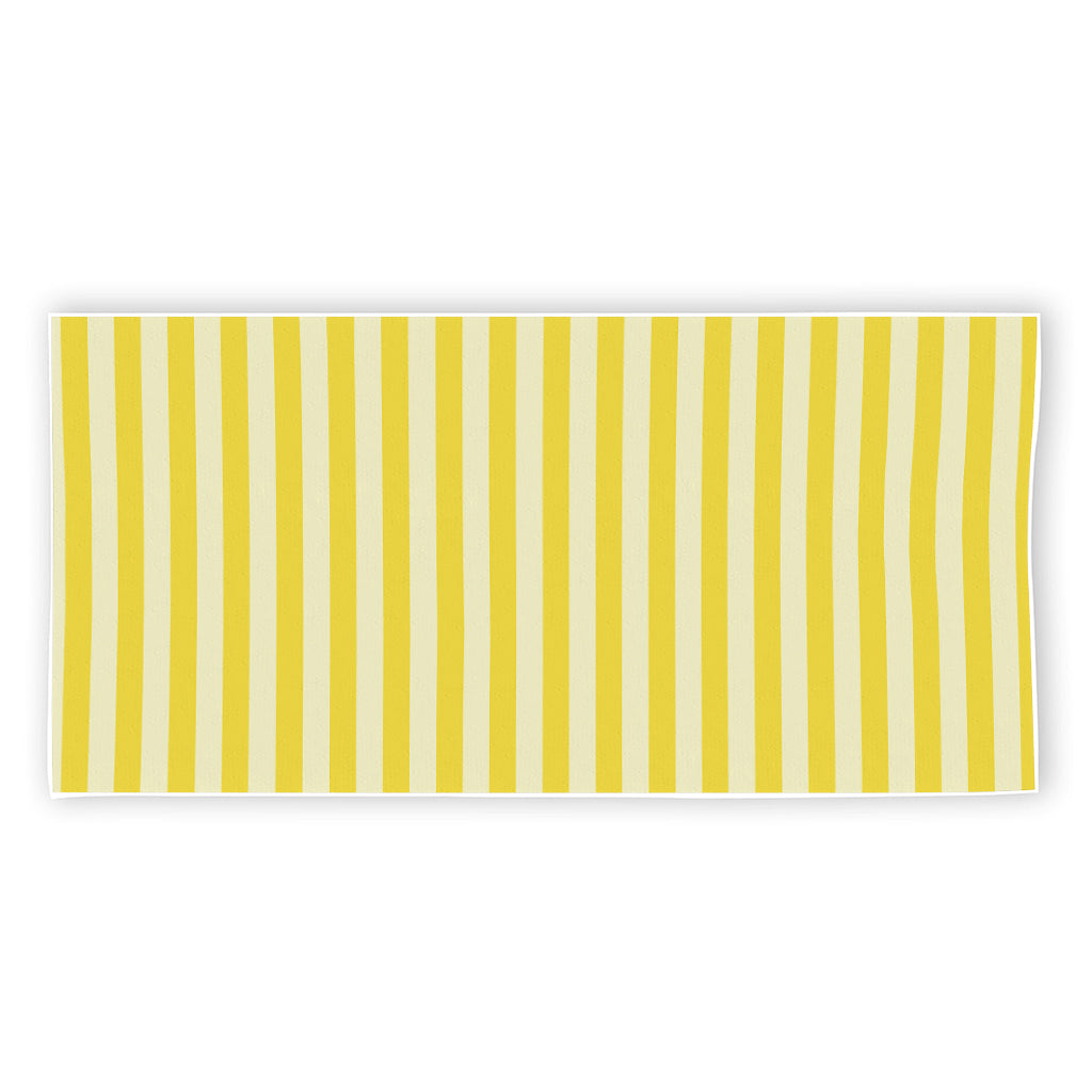 Yellow Striped Pattern Print Beach Towel