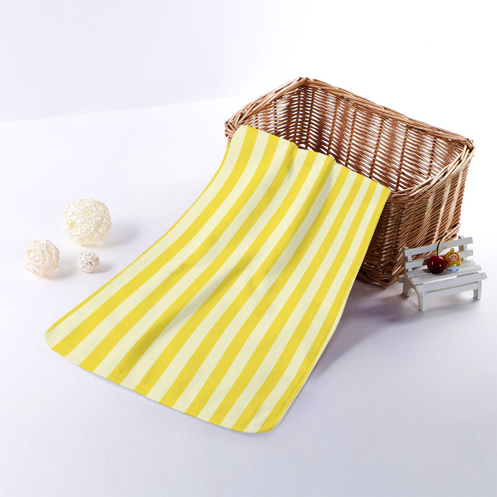 Yellow Striped Pattern Print Towel