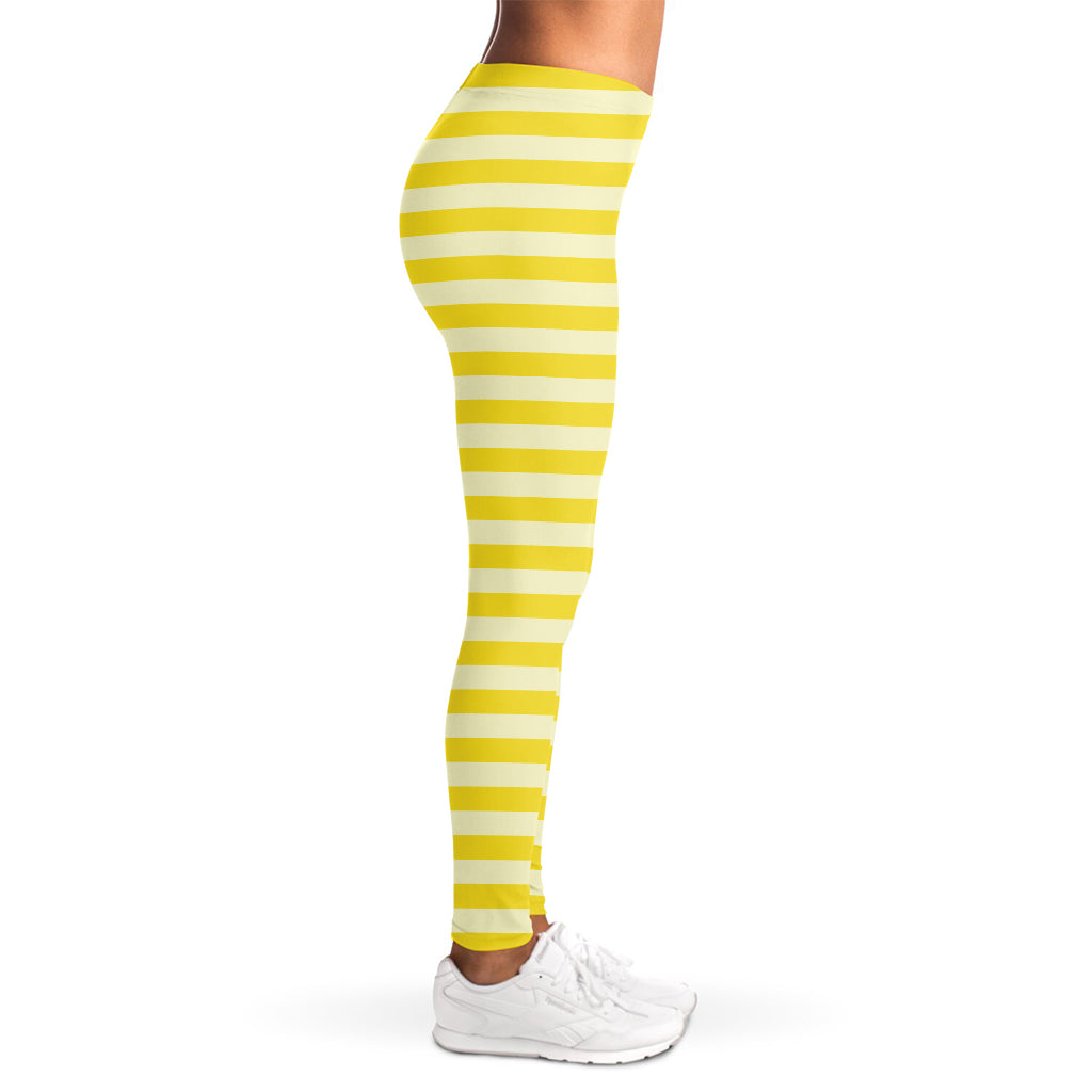 Yellow Striped Pattern Print Women's Leggings