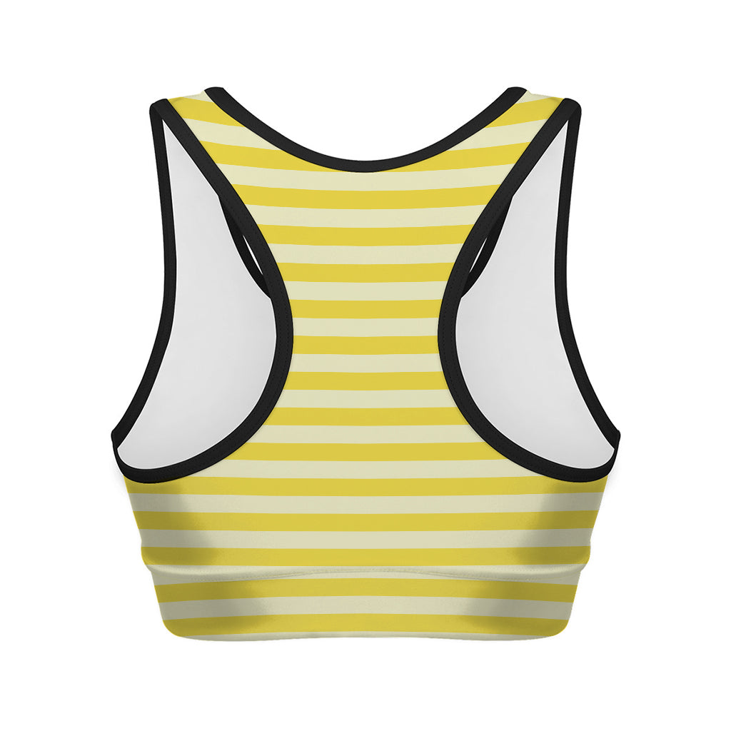 Yellow Striped Pattern Print Women's Sports Bra