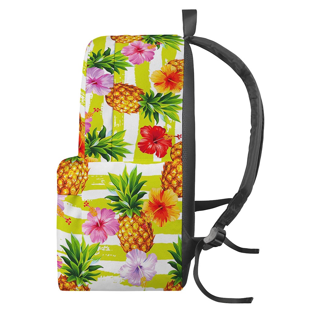 Yellow Striped Pineapple Pattern Print Backpack