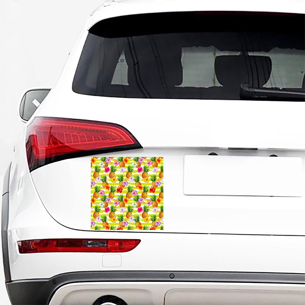 Yellow Striped Pineapple Pattern Print Car Sticker