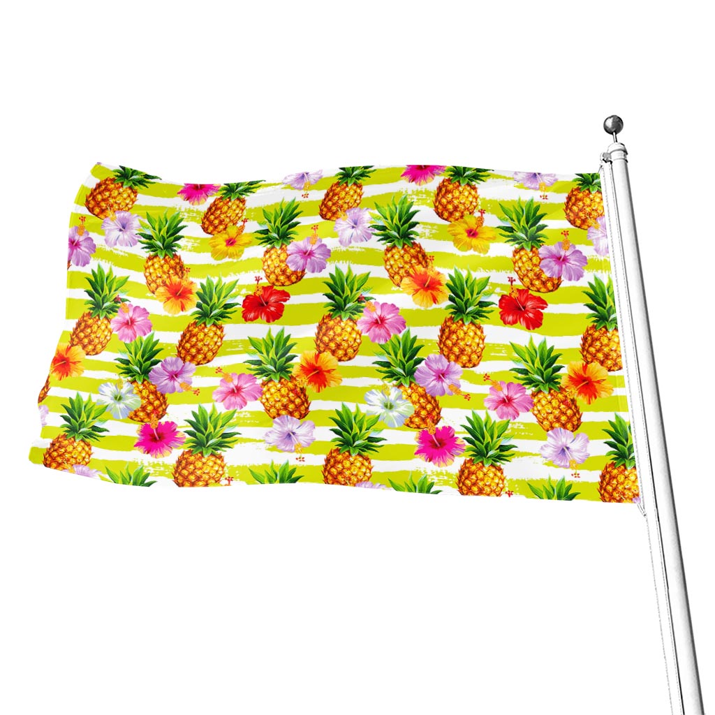 Yellow Striped Pineapple Pattern Print Flag