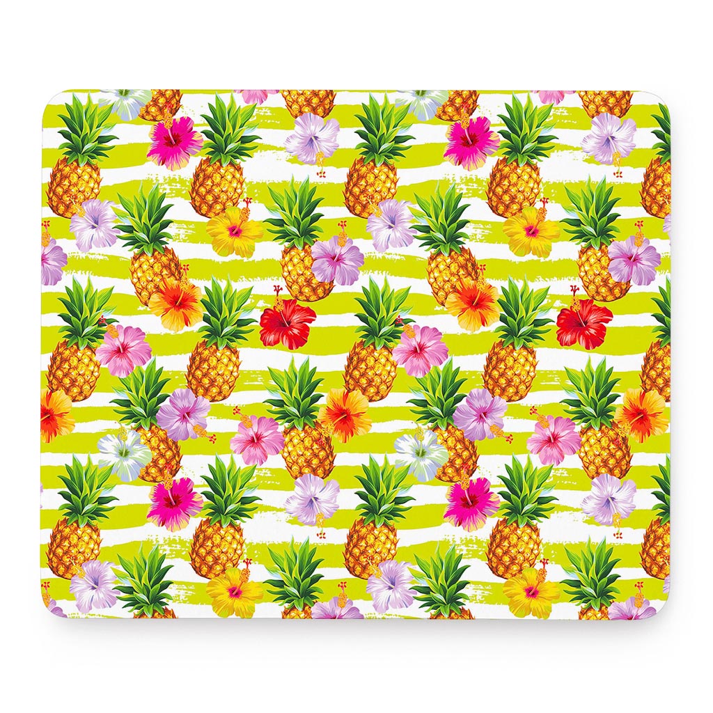 Yellow Striped Pineapple Pattern Print Mouse Pad