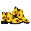 Yellow Sunflower Pattern Print Flat Ankle Boots
