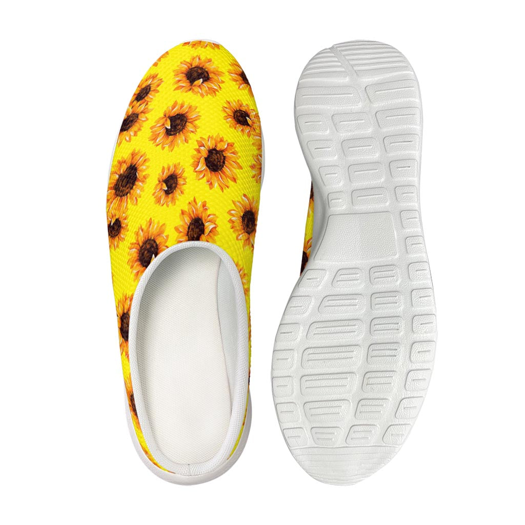 Yellow Sunflower Pattern Print Mesh Casual Shoes