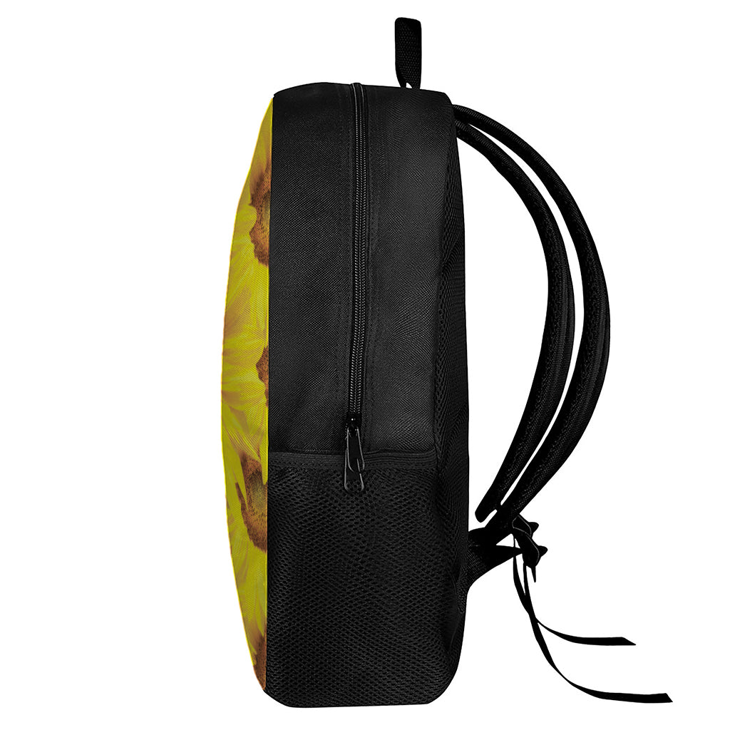 Yellow Sunflower Print 17 Inch Backpack