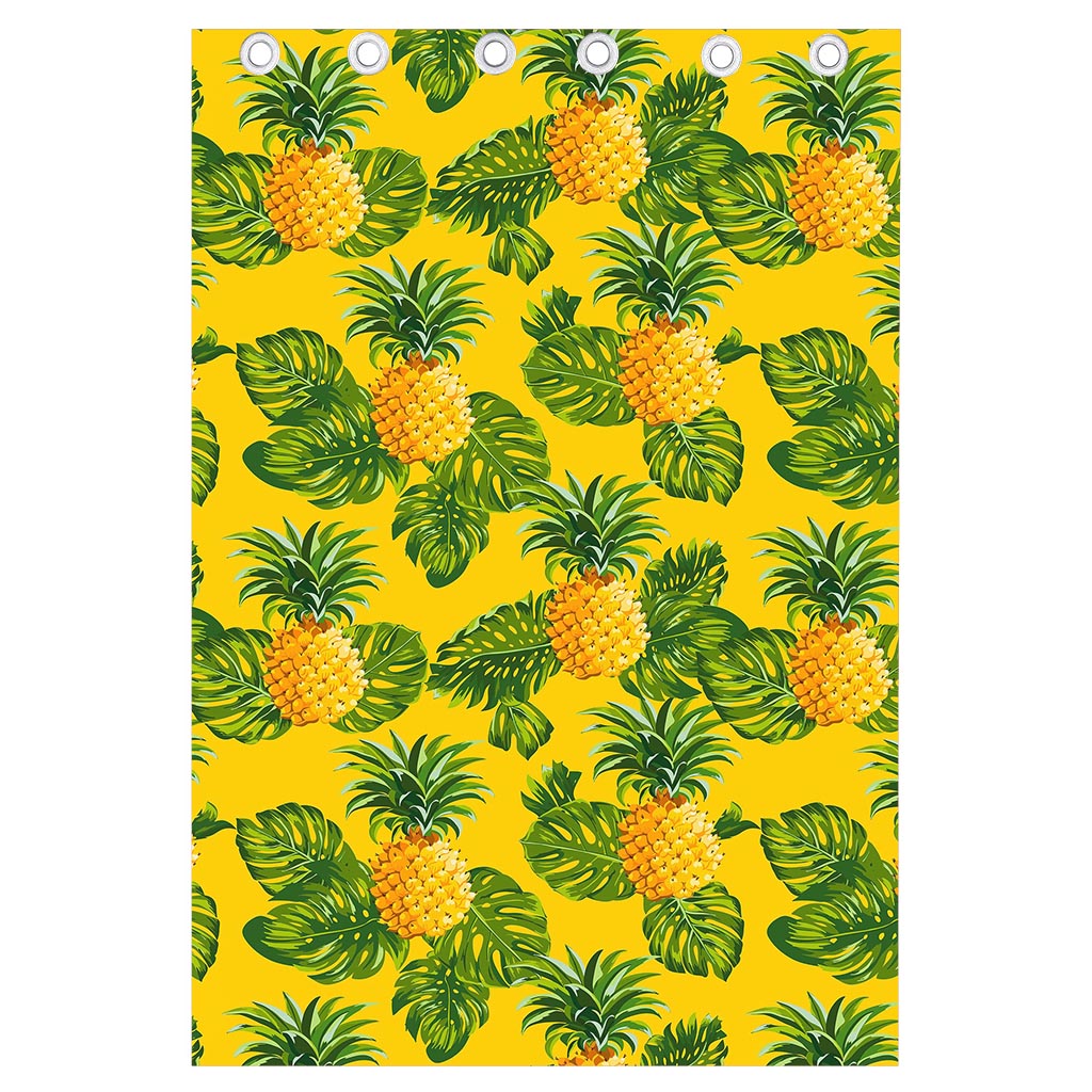 Yellow Tropical Pineapple Pattern Print Curtain