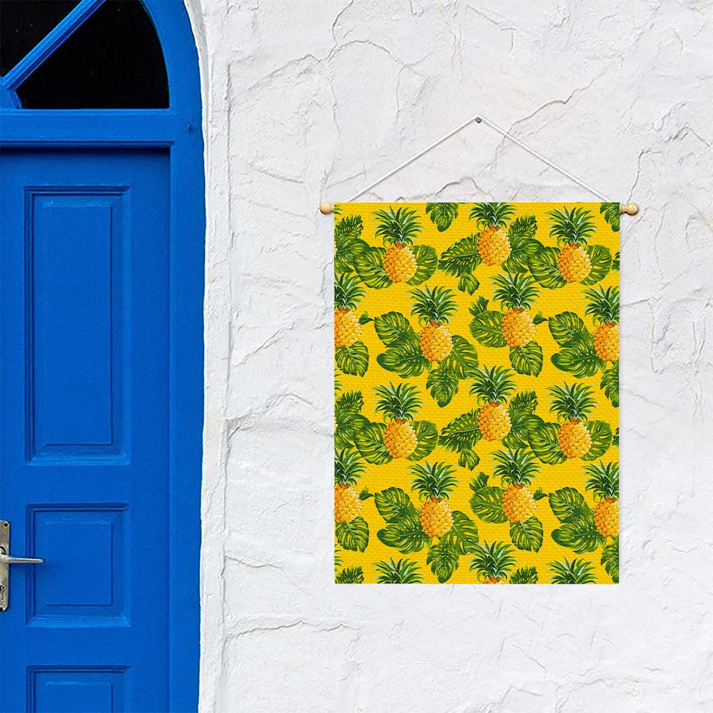 Yellow Tropical Pineapple Pattern Print Garden Flag