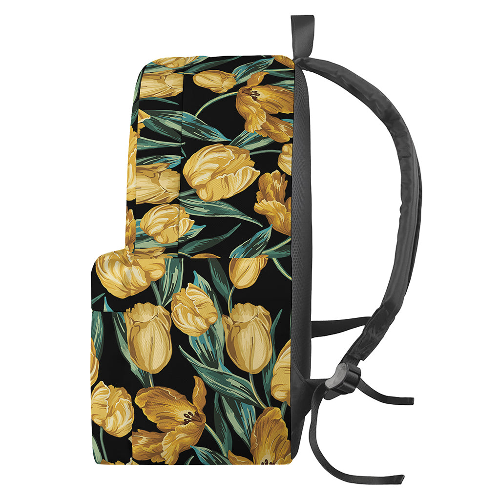 Yellow Tulip Floral Pattern Print Backpack