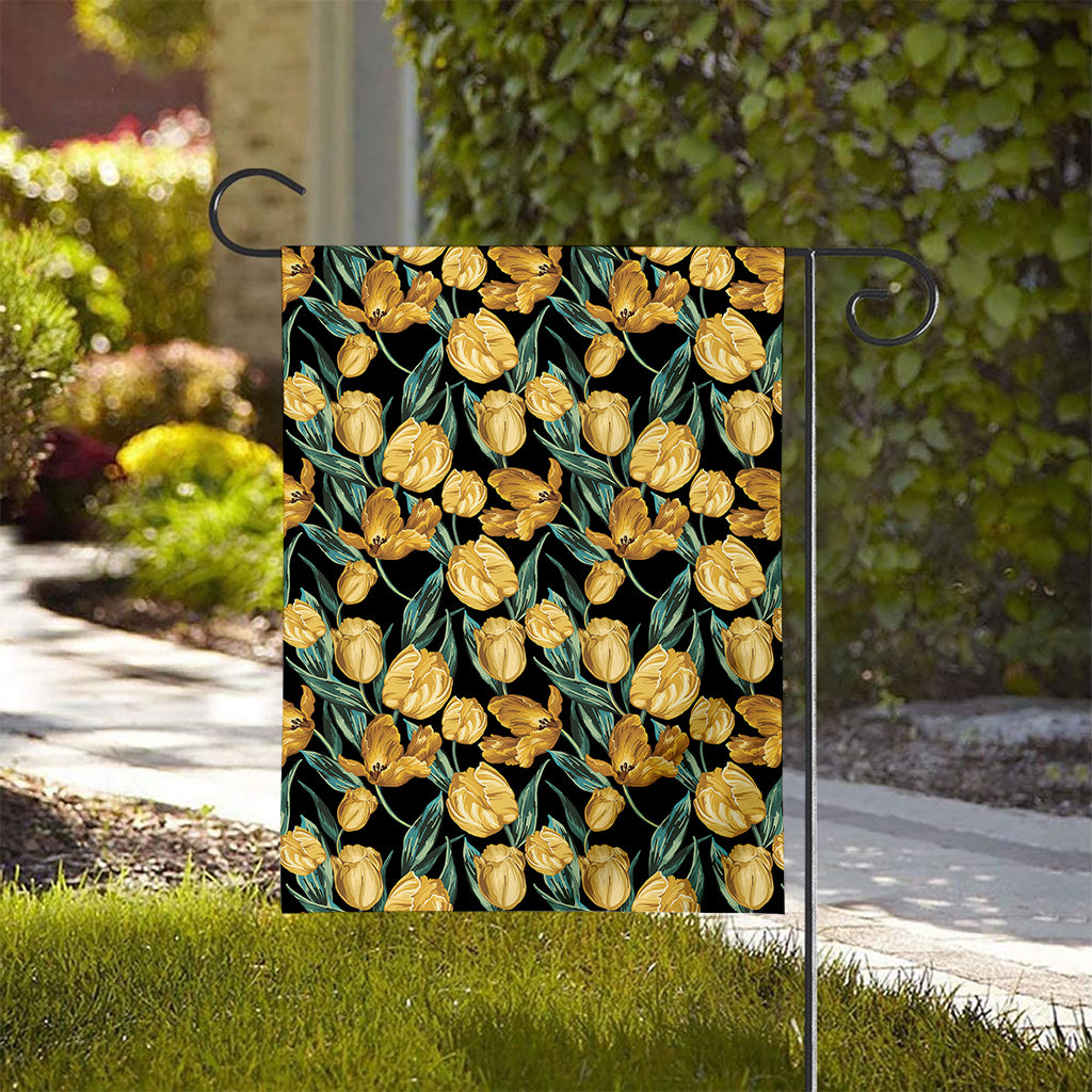 Yellow Tulip Floral Pattern Print House Flag