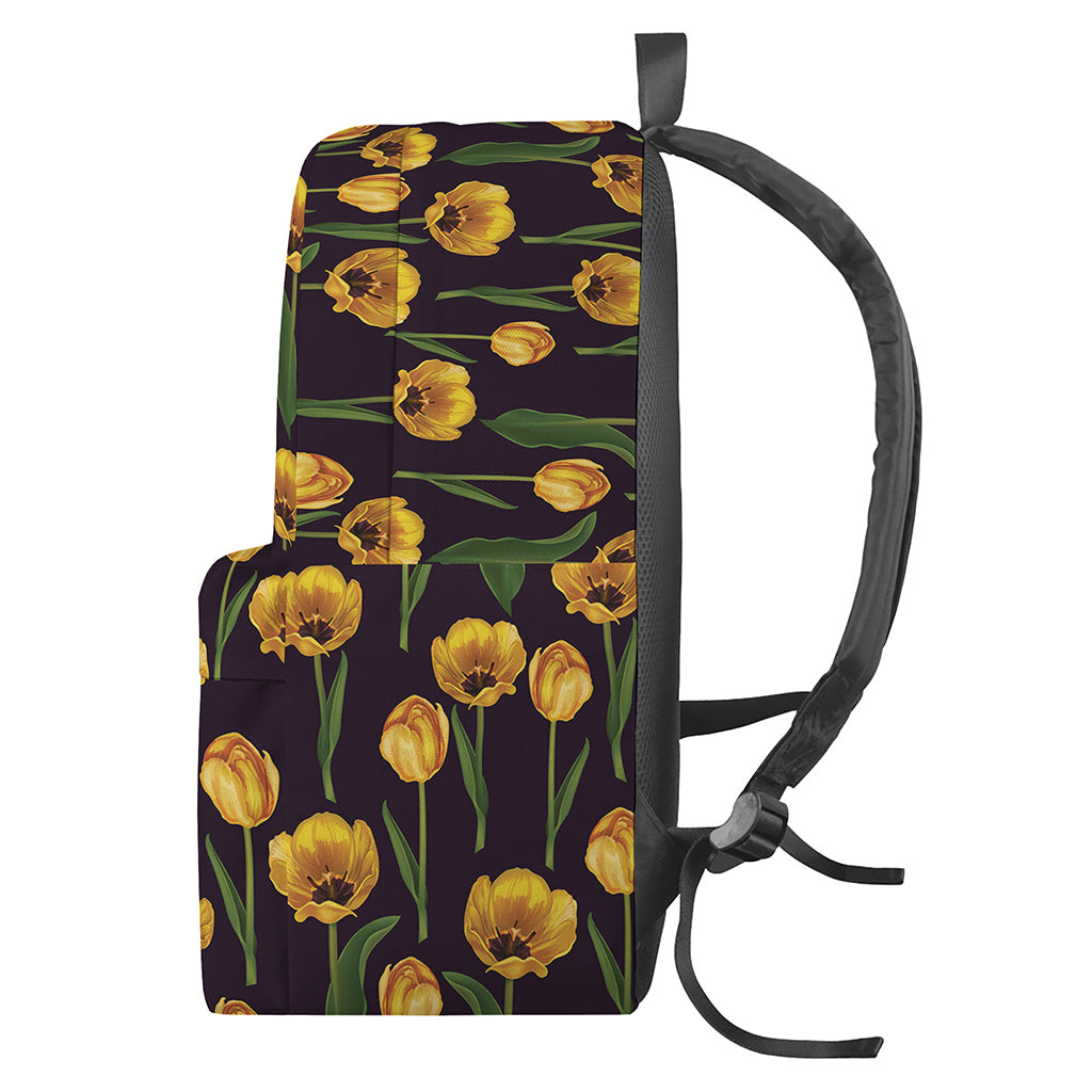 Yellow Tulip Flower Pattern Print Backpack