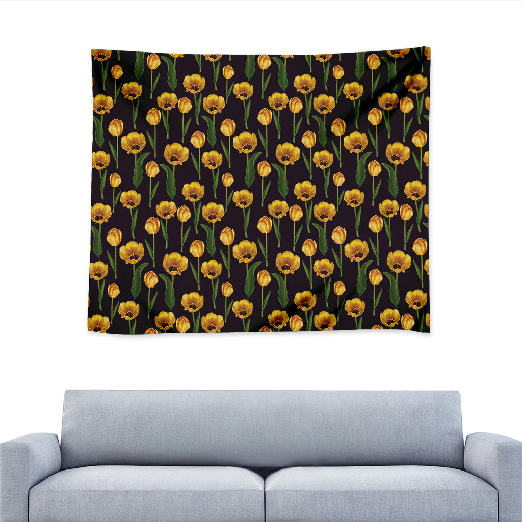 Yellow Tulip Flower Pattern Print Tapestry