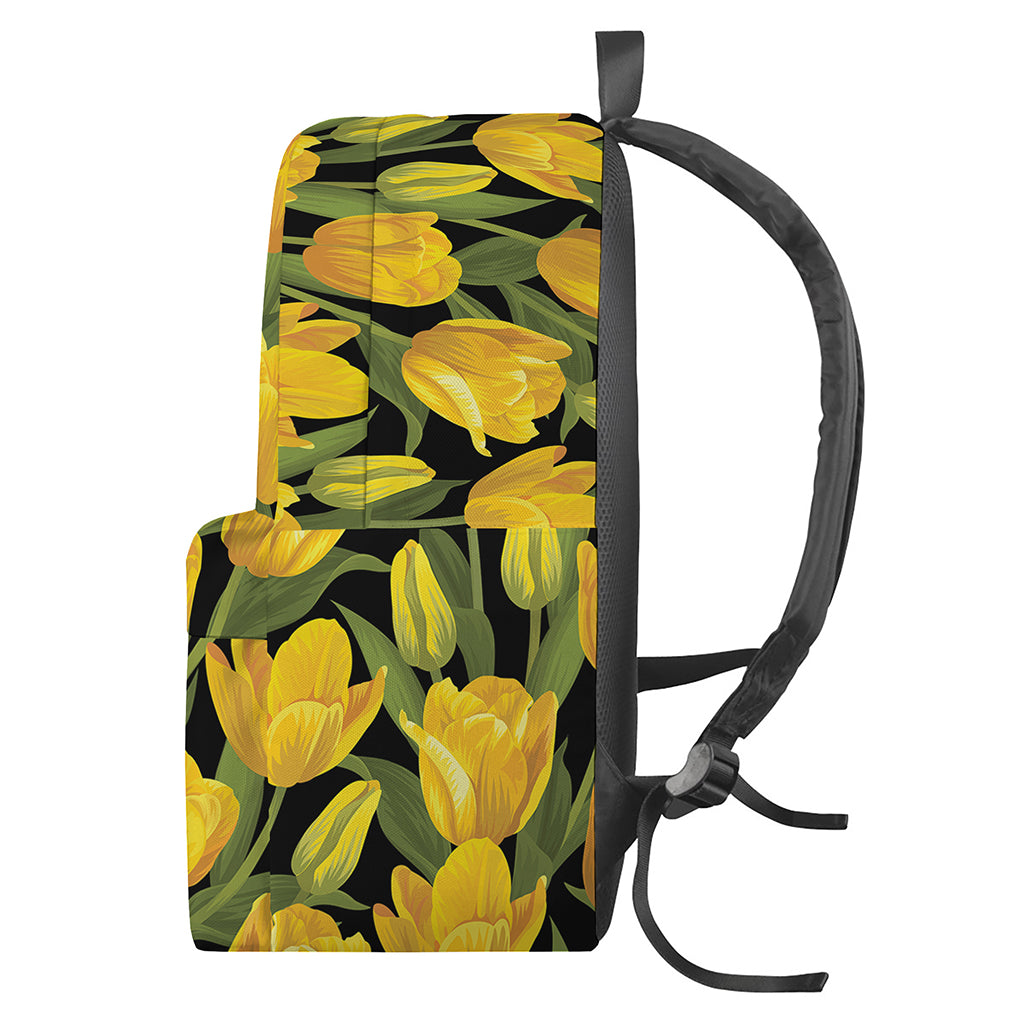 Yellow Tulip Pattern Print Backpack