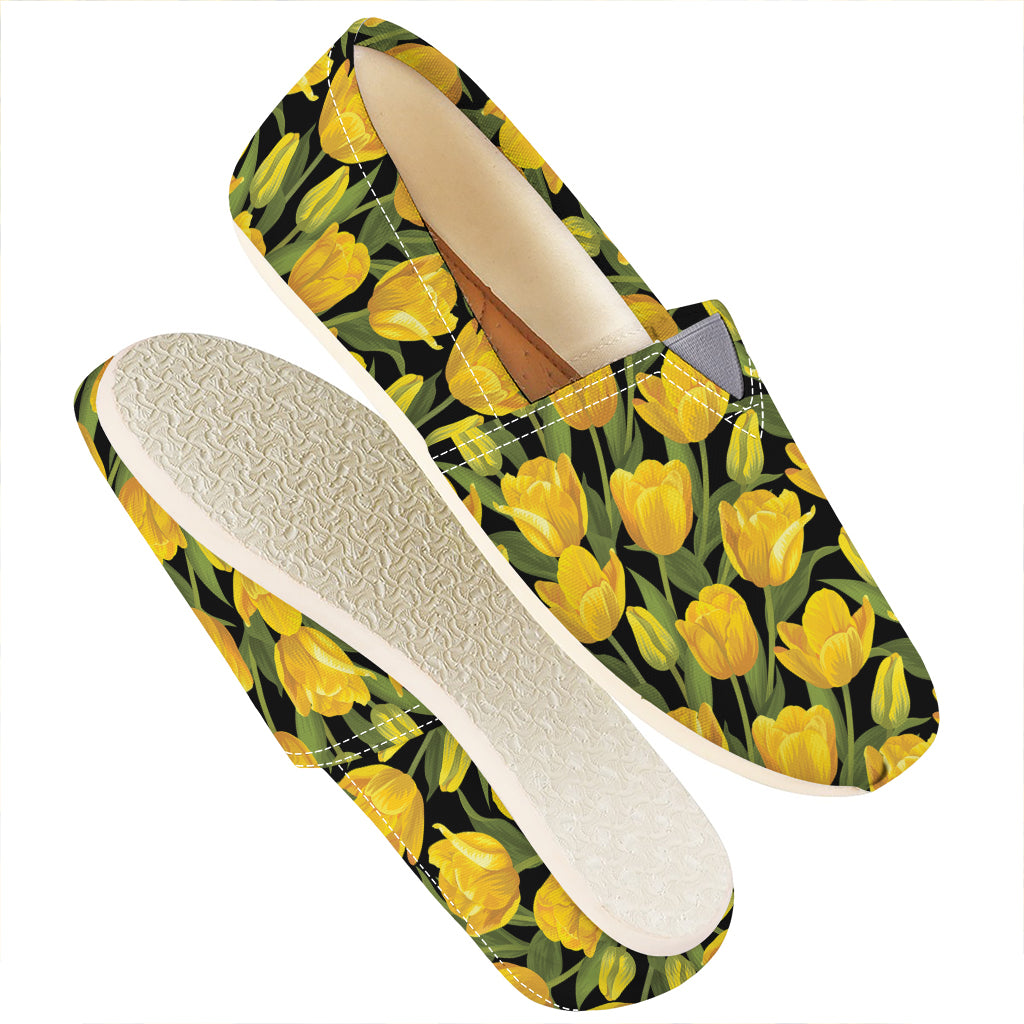 Yellow Tulip Pattern Print Casual Shoes