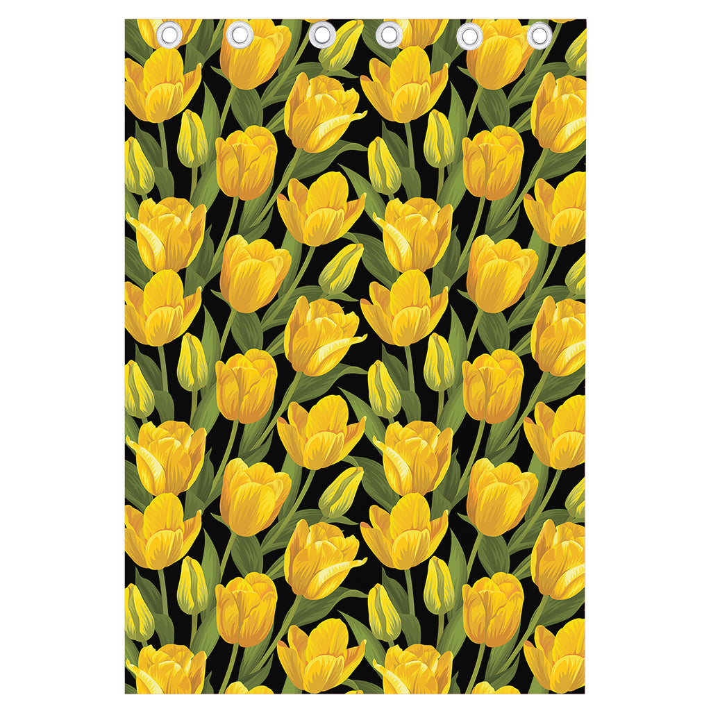 Yellow Tulip Pattern Print Curtain