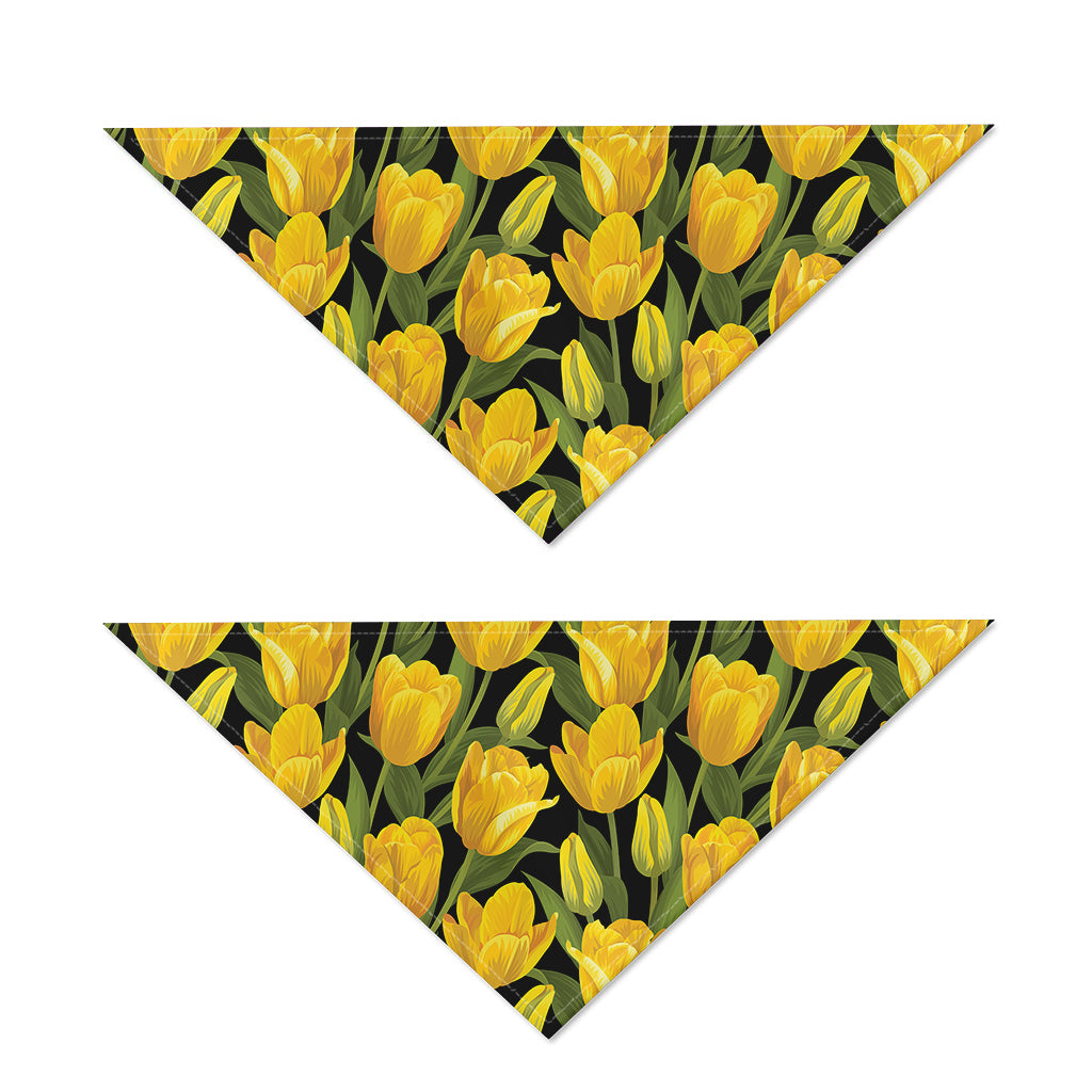 Yellow Tulip Pattern Print Dog Bandana