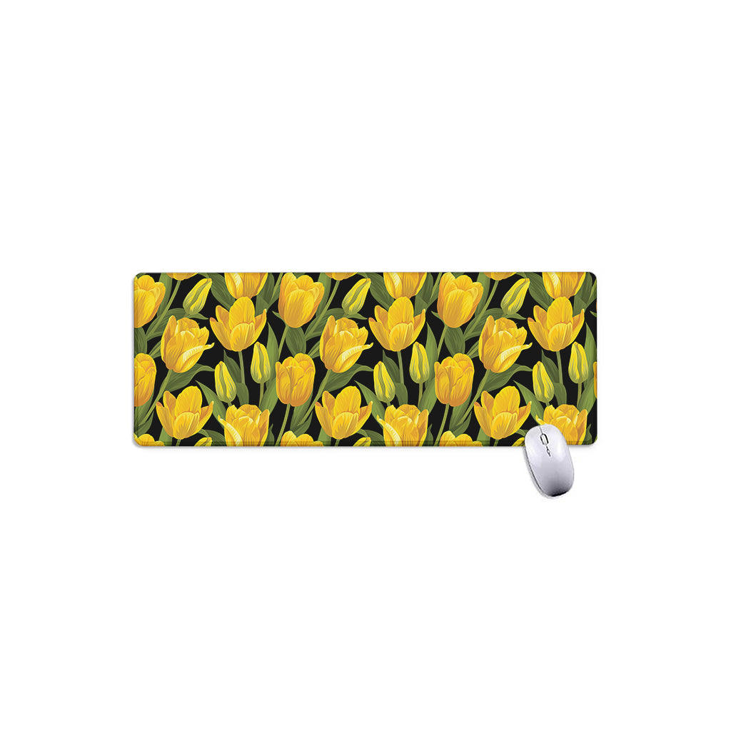 Yellow Tulip Pattern Print Extended Mouse Pad