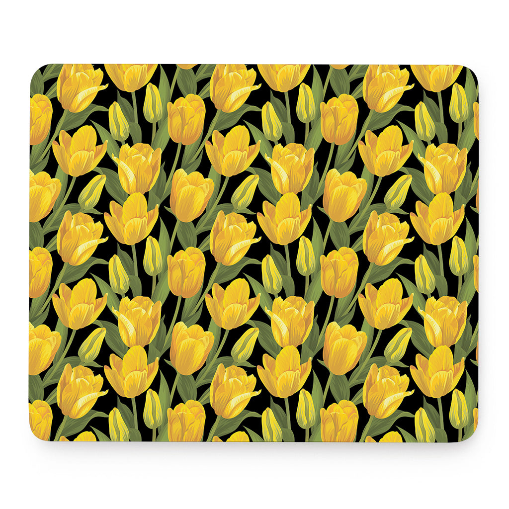 Yellow Tulip Pattern Print Mouse Pad