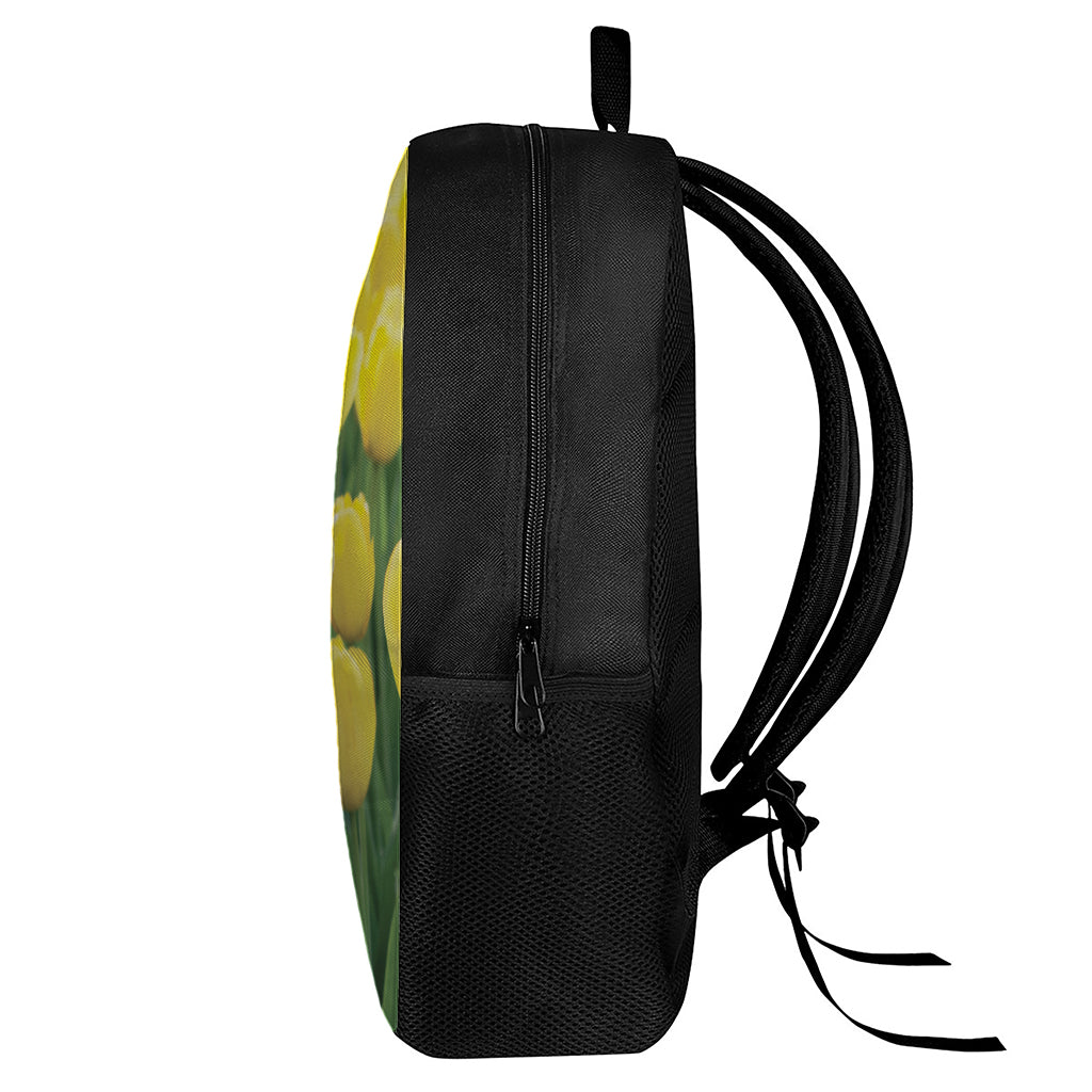 Yellow Tulip Print 17 Inch Backpack
