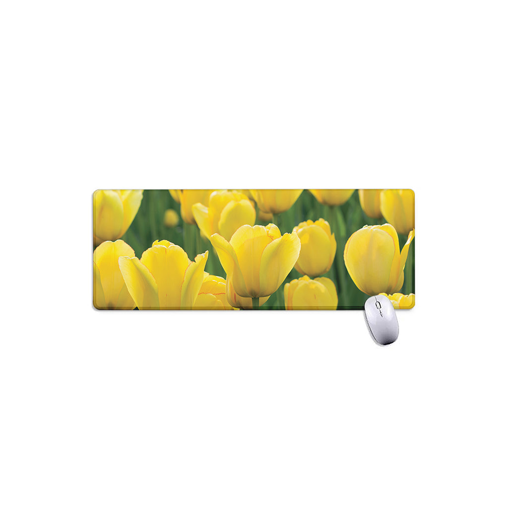 Yellow Tulip Print Extended Mouse Pad