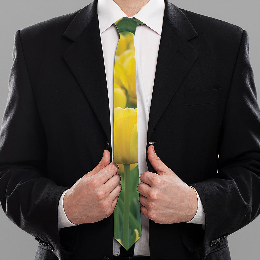Yellow Tulip Print Necktie