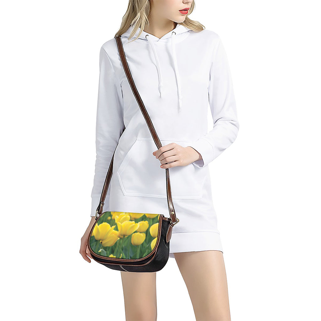 Yellow Tulip Print Saddle Bag