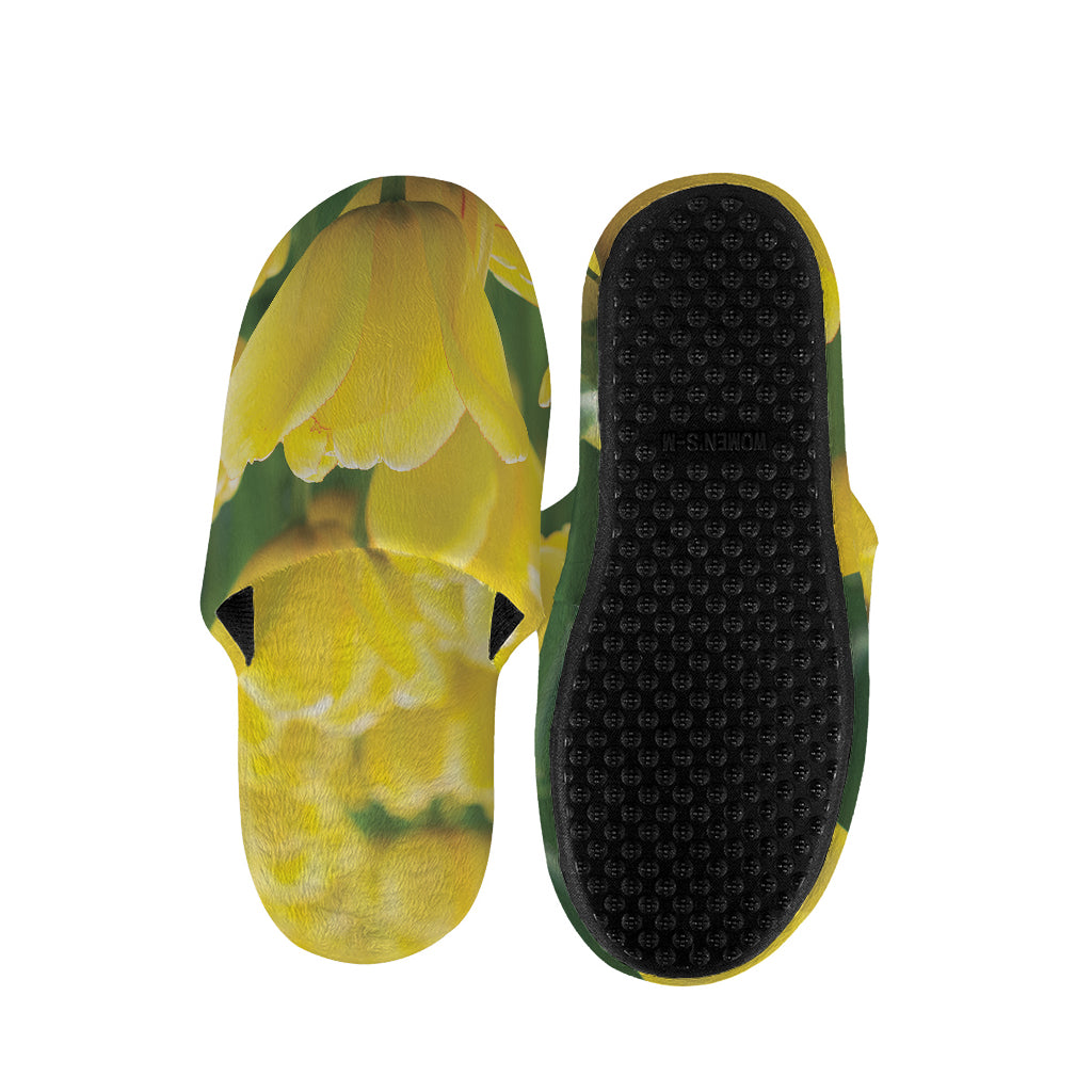 Yellow Tulip Print Slippers