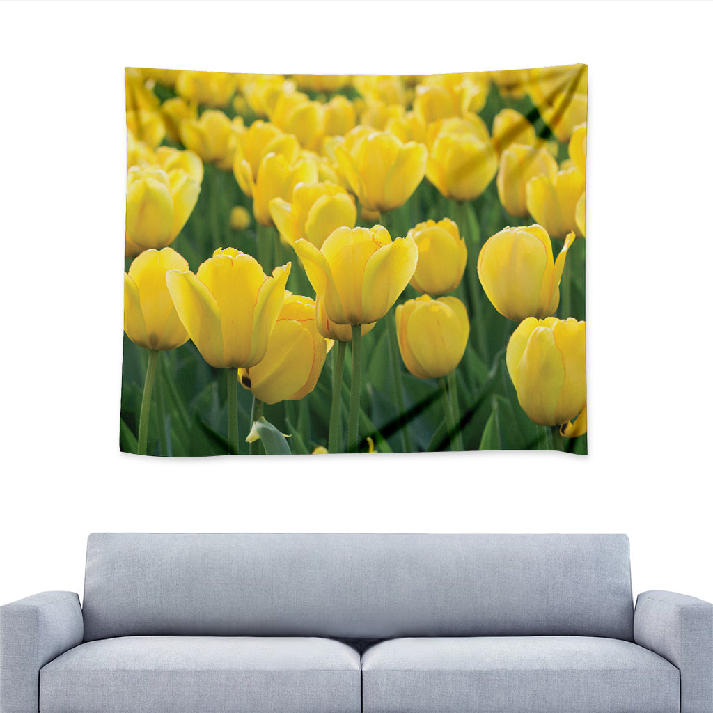 Yellow Tulip Print Tapestry