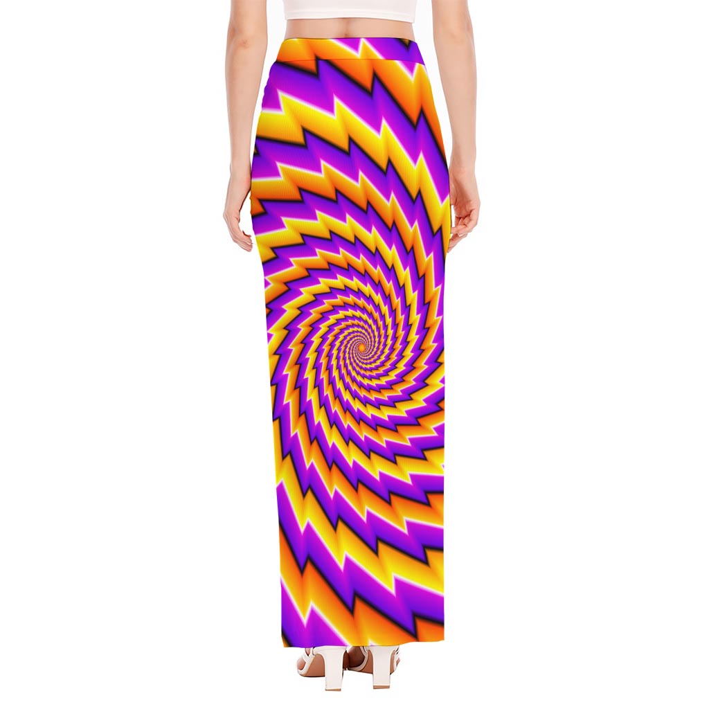 Yellow Twisted Moving Optical Illusion High Slit Maxi Skirt