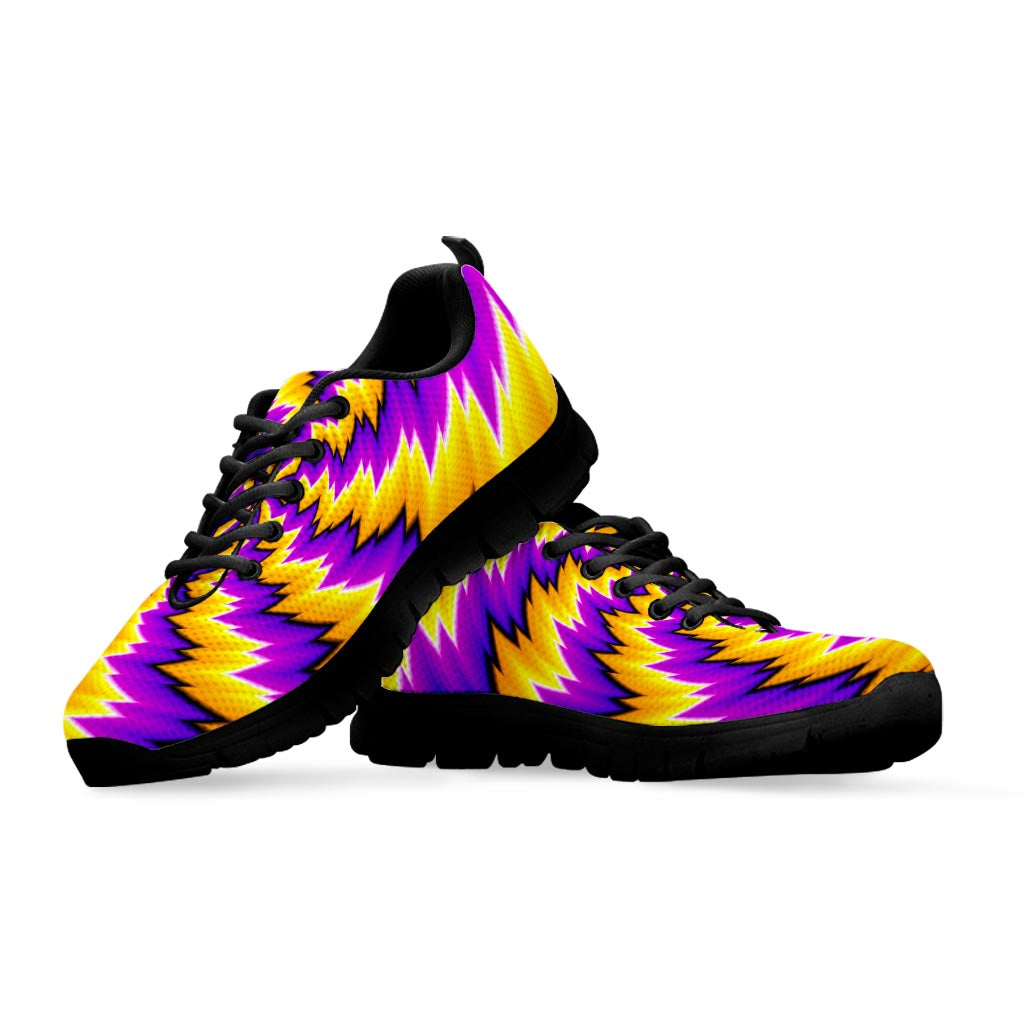 Yellow Vortex Moving Optical Illusion Black Running Shoes