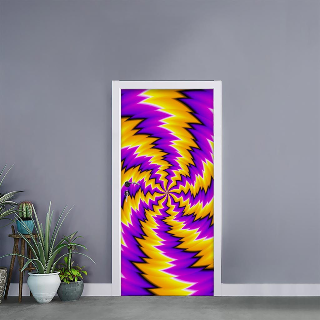 Yellow Vortex Moving Optical Illusion Door Sticker