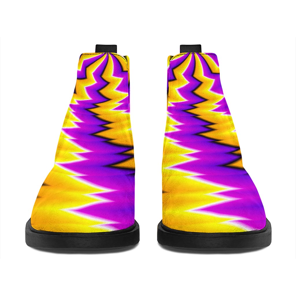 Yellow Vortex Moving Optical Illusion Flat Ankle Boots