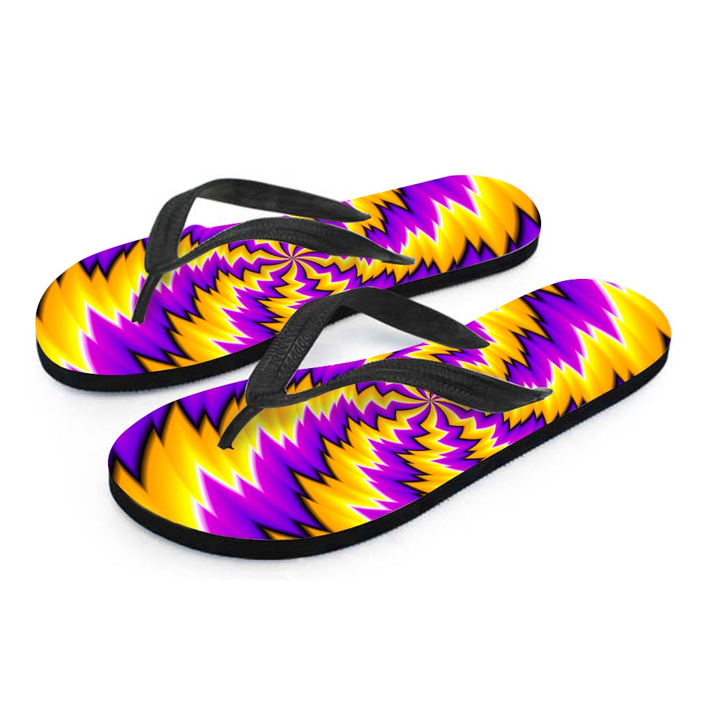 Yellow Vortex Moving Optical Illusion Flip Flops