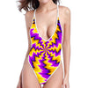 Yellow Vortex Moving Optical Illusion High Cut One Piece Swimsuit
