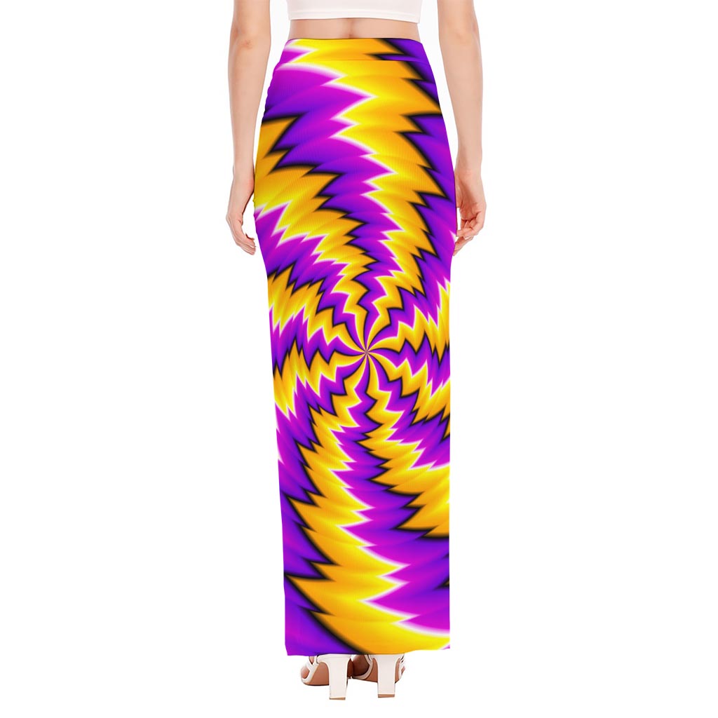 Yellow Vortex Moving Optical Illusion High Slit Maxi Skirt