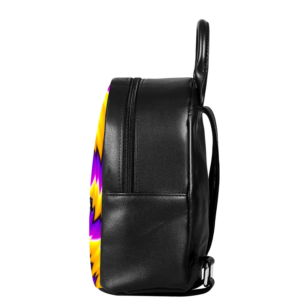 Yellow Vortex Moving Optical Illusion Leather Backpack