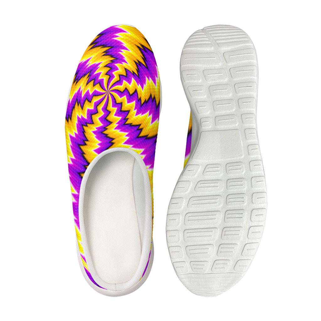 Yellow Vortex Moving Optical Illusion Mesh Casual Shoes