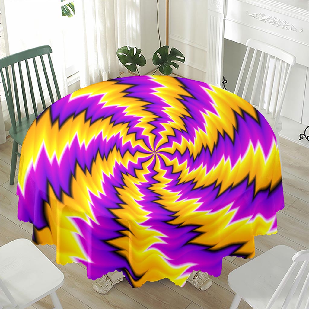 Yellow Vortex Moving Optical Illusion Waterproof Round Tablecloth