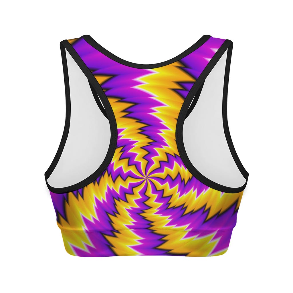 Yellow Vortex Moving Optical Illusion Women's Sports Bra