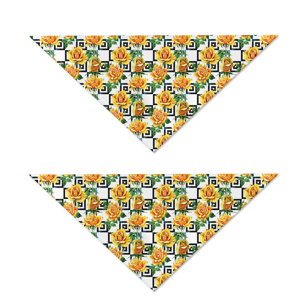 Yellow Watercolor Rose Print Dog Bandana
