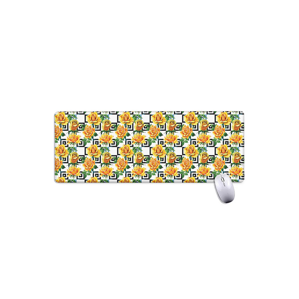 Yellow Watercolor Rose Print Extended Mouse Pad