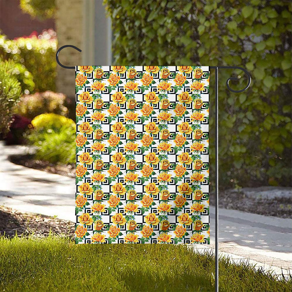 Yellow Watercolor Rose Print House Flag